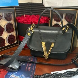 Versace Black Leather Handbag